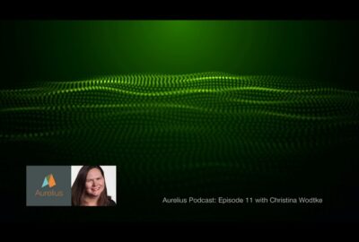 Screenshot of podcast Youtube video with a green background and Christina's small headshot in the bottom left corner